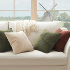 Topfinel 24x24 inches Pillow Covers Set of 2 Olive Green Corduroy Decorative Throw Pillow Covers for Sofa Couch Bed, Windmill Textured Striped Patchwork Couch Spring Pillow Case 60x60 cm