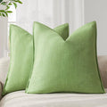 Foindtower Pack of 2, Decorative Linen Soild Throw Pillow Covers Soft Accent Euro Cushion Case Boho Farmhouse Pillowcase for Chair Couch Sofa Bedroom Living Room Home Decor 18 x 18 Inch Lime Green