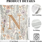 JXREQ Throw Blanket Initial Letter N Personalized Monogrammed Gifts for Women Teen Girls Frends, Boho Floral Throw Blankets for Bed Sofa Living Room Office, 50x60 Inch