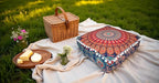 CRAFT KALA Large Hippie Mandala Meditation Floor Ottoman Pillow Cushion Pouf Cover Square Poufs Bohemian Circle Floor Cushion Case Outdoor Fireplace Yoga Living Room Decor Cover Orange, 24" Square