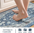 Collive Boho Kitchen Rugs Set of 2 Non Skid Kitchen Mats for Floor Cushioned Anti Fatigue Kitchen Floor Mats Waterproof Comfort Heavy Duty Foam Mats for Standing Desk Sink Laundry, 17.3"x29"+17.3"x47"