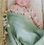Crane Baby Muslin Swaddle Blanket, Soft Cotton Lightweight Nursery and Stroller Blanket for Baby Boys & Girls, Evergreen, 30" x 40"