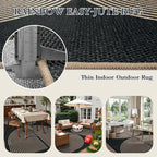 Lahome Enfys Modern Rainbow Easy Jute Rug, Washable Rugs 8x10 for Living Room Indoor Outdoor Patio Farmhouse Large Carpet, Contemporary Non Slip Black Carpet for Bedroom Backyard Office Decor