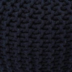 REDEARTH · Round Pouf Foot Stool Bean Bag Ottoman - Cable Knitted Cord Boho Pouffe - Poof Accent Bean Bag - Handmade by Artisans for Living Room - Bedroom (19.5"x19.5"x14") - Navy Blue