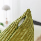Home Brilliant Green Throw Pillow Covers 12x20 Striped Corduroy Solid Set of 2 Spring Decoration Oblong Pillowcases for Sofa Couch Living Room St Patricks Day Decor, 12 x 20 inch, Grass Green