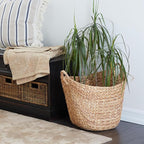 Deco 79 Seagrass Handmade Decorative and Functional Storage Basket Large Woven Basket Organizer with Ring Handles, Basket for Storage 20" x 18" x 19", Brown