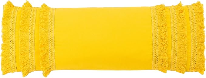 Safavieh Home Collection Grema Boho 12 x 36-inch Yellow Fringe Decorative Accent Pillow PLS7142C-1236