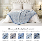 Amélie Home Checkered Knit Throw Blanket for Couch, Chenille Texture Decorative Soft Blanket for Sofa & Chair, 60"x80", Blue & Ivory