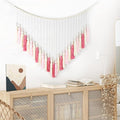 EOBTAIN Large Macrame Wall Hanging,Boho Blush Pink Tassel with Wood Beads Wall Decor for Nursery Bedroom Handmade Bohemian Tapestry for Living Room Dorm Home Decoration,Gifts for Girls Woman 30x36 Inch