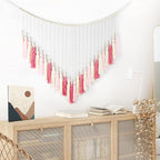EOBTAIN Large Macrame Wall Hanging,Boho Blush Pink Tassel with Wood Beads Wall Decor for Nursery Bedroom Handmade Bohemian Tapestry for Living Room Dorm Home Decoration,Gifts for Girls Woman 30x36 Inch