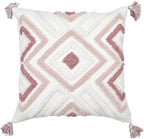 Boho Pillow Covers 18X18 Inch Boho Tufted Throw Pillow Covers Decorative Tassels Cushion Cover Farmhouse Pillow Case for Couch Sofa Bed Living Room Bedroom, Blush