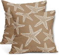Kawani Tan Brown Starfish Ocean Pillow Covers 18X18 Inch Summer Nautical Coastal Beach Decorative Pillow Cases Set of 2 Cotton Linen Throw Pillows Seasonal Home Decor for Sofa Couch Cushion Outdoor