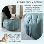 Louis Donné 21 Inch UNSTUFFED Moroccan Pouf Ottoman Cover, Handmade Faux Leather Foot Stool, Round Storage Poof Cover, Exotic Décor for Living Room Bedroom or Wedding Gifts ONLY Cover(Blue)