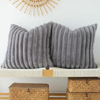 JOJUSIS Pack of 2 Faux Fur Plush Decorative Throw Pillow Covers Couch Cushion Case Soft Pillowcases (Grey, 24 x 24-Inch)