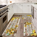 Likiyol Sunflower Kitchen Mats for Floor [3 PCS] Anti Fatigue Mats for Kitchen Floor, Floral Farmhouse Kitchen Rugs Non Slip Washable Comfort Kitchen Decor Mat, 18'' x 30'' + 18'' x 48'' + 18'' x 60''