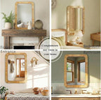Handmade Rattan Mirror for Bathroom Vanity – Rectangular Wicker Frame Boho Wall Decor - Natural Nursery Decor Accent (24" x 36")