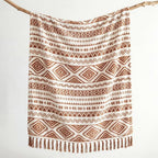 CASAAGUSTO Boho Throw Blanket - Terrcotta Decorative Blankets with Tassel, Printed Flannel Bohemian Blanket for Chair, Bed, Sofa, Couch(50 * 60, Terrcotta)