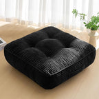 HIGOGOGO 6" Extra Thick Floor Pillow Cushion for Adults, Meditation Cushion Pillow, Large Square Floor Sitting, Tufted Corduroy Cover, for Tatami Living Room or Yoga, 22x22 Inch, Black