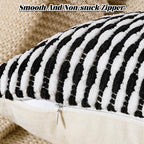 AmHoo Boho Chenille Pillow Cover Decorative Tufted Pillowcase for Couch Bed Sofa Bedroom Living Room Modern 18 x 18-Inch Black