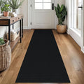 EARTHALL Washable Runner Rug 2x7 Ft Non Slip Runners for Hallways Cotton Rubber Backed Kitchen Runner Braided Indoor Floor Carpet Runners for Entryway, Hallway, Kitchen, Bedroom, Black