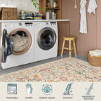 Lahome Sylvie Fall Boho Washable Area Rugs 5x7 for Bedroom, Bohemian Brown Rugs for Living Room, Soft Floral Thin Carpet for Kids Room Apartment Dorm Home Decor, Ochre Fall