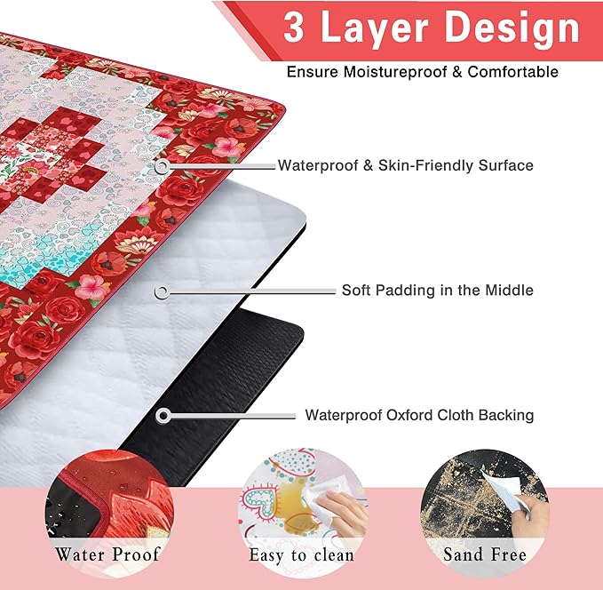 Extra Large Picnic Blankets Waterproof Foldable (80 "x 80") Beach Blanket Waterproof Sandproof,3-Layer Thicking Mat Outdoor Packable Camping Blanket