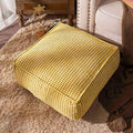 SUTAVIA Pouf Ottoman Cover Unstuffed Pouf Seat Decorative Soft Storage Bean Bag 20x20x8 Inches Square Floor Footrest for Living Room Bedroom (Yellow, Square)