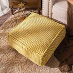 SUTAVIA Pouf Ottoman Cover Unstuffed Pouf Seat Decorative Soft Storage Bean Bag 20x20x8 Inches Square Floor Footrest for Living Room Bedroom (Yellow, Square)