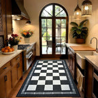 Vasofe Plaid 3x5 Outdoor Patio Rug,Checkered Jute Entryway Rugs, Washable Black and White Indoor Bedroom, Farmhouse Neutral Front Door Mat,Modern Carpet for Porch Patio Balcony Kitchen