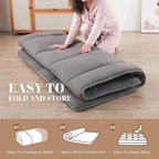 WhatsBedding Japanese Floor Mattress Futon Mattress 3" Grey Tatami Mat Shredded Memory Foam Filled Sleeping Pad, Foldable & Portable Roll Up Lounger Camping Bed,39"x 80" Twin Size