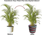 Planter Basket Set – 5-Piece Handwoven Jute Planter Basket for Home Decor, Nursery, or Indoor Plants (5'' to 8'' Diameter, 4.75'' to 7.75'' Height) – Fold & Wrinkle Free - Rainbow Stripe