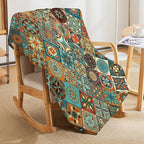 Boho Floral Throw Blanket Mandala Colorful Bohemian Flowers Art Pattern Blanket for Sofa Bed Couch Chair Or Dorm 60"x80"