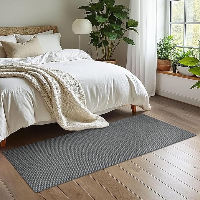 EARTHALL Woven Runner Rug 2x6 Ft Washable Runners for Hallways Cotton Non Slip Rubber Backed Kitchen Runner Braided Indoor Floor Carpet for Entryway, Hallway, Kitchen, Bedroom, Dark Gray