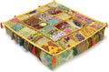 Mam Treasures Indian Bohemian Decorative Pillow Vintage Cushion Cover Patchwork Square Floor Pillow Cover Meditation Cushion Large Floor Pillow Indian Cushion (Yellow, 16 X 16 X 5 Inch)