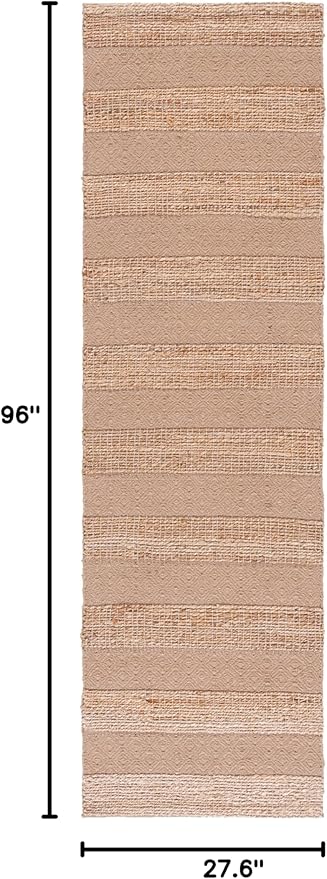 SAFAVIEH Natural Fiber Collection Runner Rug - 2'3" x 8', Taupe & Natural, Handmade Boho Farmhouse Rustic Jute & Cotton Jute, Ideal for High Traffic Areas in Living Room, Bedroom (NFB653E)