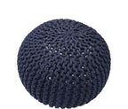 Nahunta Knitted Round Pouf - Cotton - Navy