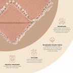 Crane Baby 6-Layer Quilt Muslin Swaddle Blanket, Soft Cotton Lightweight Nursery and Stroller Blanket for Baby Boys & Girls, Copper, 30 X 40