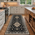 Area Rugs 3'x7' Runner Rug Non Slip Washable for Kitchen Hallway Bedroom Beside Laundry Room Bathroom Rug, Floor Carpet, Black Brown Neutral Dark Tan