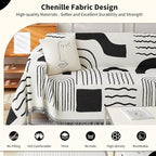 Boho Chenille Couch Cover with Tassels, Bohemian Sofa Cover for 3 Cushion Couch, L-Shaped Sectional, Loveseat, 2/3/4 Seater (71" x 102", Black)