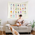 WARDOS Alphabet Nursery Inspirational Tapestry, Boho Kids Tapestry Wall Hanging, ABC Alphabet Inspirational Educational Wall Blanket Decor for Toddler Kids Room Nursery Playroom Classroom, 50x60 Inch