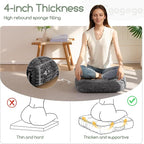 Washable Floor Pillow Cushion for Adults, Meditation Cushion Pillow, Removable Tufted Blended Corduroy Cover, Large Square Floor Sitting for Tatami Living Room or Yoga, 22x22 Inch, Machine Washable
