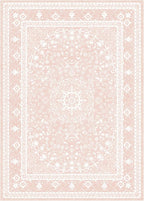 Lessymo 8 x 10 Area Rugs for Living Room, Machine Washable Area Rugs Boho Faux Wool Low Pile Area Rug for Bedroom, Floral Medallion Vintage Rugs with Non-Slip Rubber, Kid & Pet Friendly,Pink