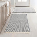 MIULEE Set of 2 Waffle Bathroom Rugs, Boho Bath Rugs Non Slip Washable, Super Absorbent Bath Mats, Ultra Soft Rubber Backed Shower Mats for Bathroom Floor, Tub, LightGrey & Cream, 18x30 Inch