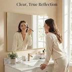 30"x48" Gold Bathroom Mirror, Metal Framed Vanity Mirror for Wall, Large 48"x30" Horizontal Mirror Over Sink, Modern Luxe Decor, Flush Mount