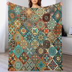 Vintage Boho Floral Throw Blanket Mandala Colorful Bohemian Flowers Art Pattern Blanket for Sofa Bed Couch Chair Or Dorm 30"x40"