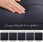 ZWJD Decorative Linen Throw Pillow Covers 24x24 Set of 2 Solid Handcrafted Striped Cushion Covers for Bed Soft Modern Farmhouse Neutral Pillowcase for Couch Bedroom Living Room Home Decor(Dark Navy)