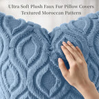 decorUhome Cozy Textured Throw Pillow Covers 20x20 Inch Set of 2, Soft Plush Faux Wool Dusty Blue Accent Couch Pillow Covers for Modern Farmhouse Sofa Bed Living Room