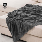 RECYCO Throw Blanket Soft Cozy Chenille Throw Blanket with Fringe Tassel for Couch Sofa Chair Bed Living Room Gift (Dark Gray, 50" x 60")