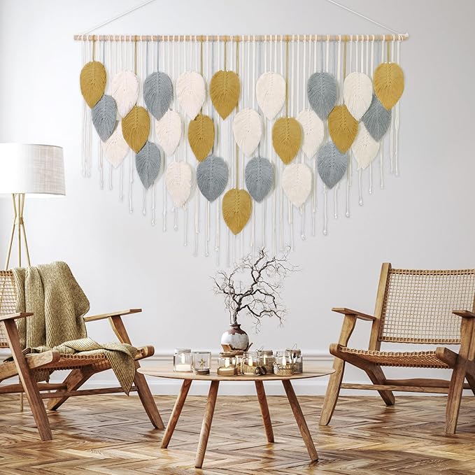 LOMOHOO Macrame Wall Hanging, Large Boho Home Decor,Bohemian Woven Decoration for Bedroom Living Room Apartment Dorm Gallery Perfect Handmade Gift Ideas (51.5" W x 33.5" L)