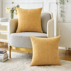 MIULEE Pack of 2 Couch Throw Pillow Covers 18x18 Inch Soft Gold Chenille Pillow Covers for Sofa Living Room Spring Home Decor Couch Solid Dyed Cases